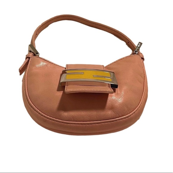 Pink and yellow leather Fendi Mini Croissant bag - Picture 2 of 4